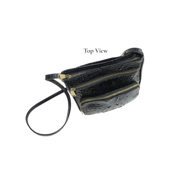 Brahmin Tilda Black Croc Embossed Leather Cross Body Satchel - Picture 6 of 9